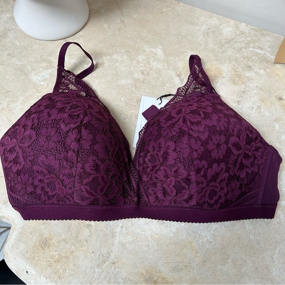 Knix women’s Deep V lace bralette size XXL burgundy red NWT! - Picture 8 of 13